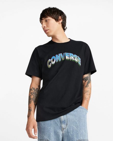 Pánské T-Shirts Converse Cloud Fill Logo Černé | CZ IB31L64